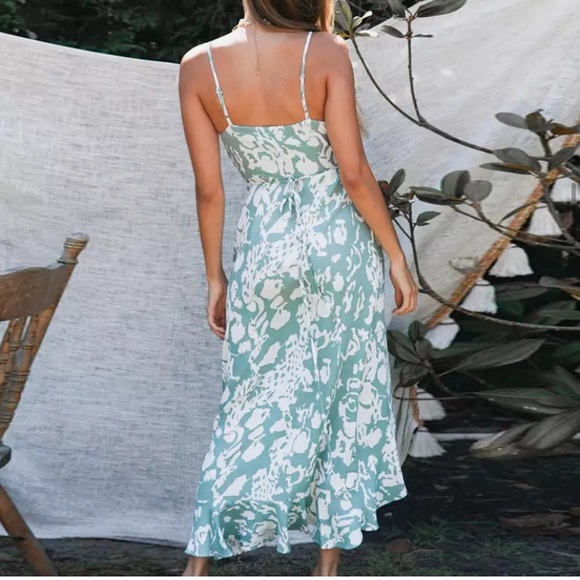 Teal Ruffle Split Hem Summer Maxi Dress - Picture 5 of 8